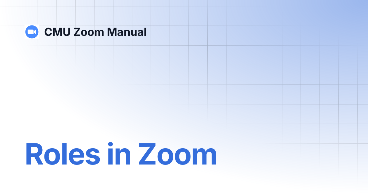 Roles in Zoom | CMU Zoom Manual